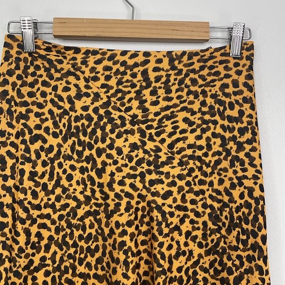 & Other Stories Skirt Size 10 EUR 38 Orange Leopard Print Satin Midi - Picture 7 of 10